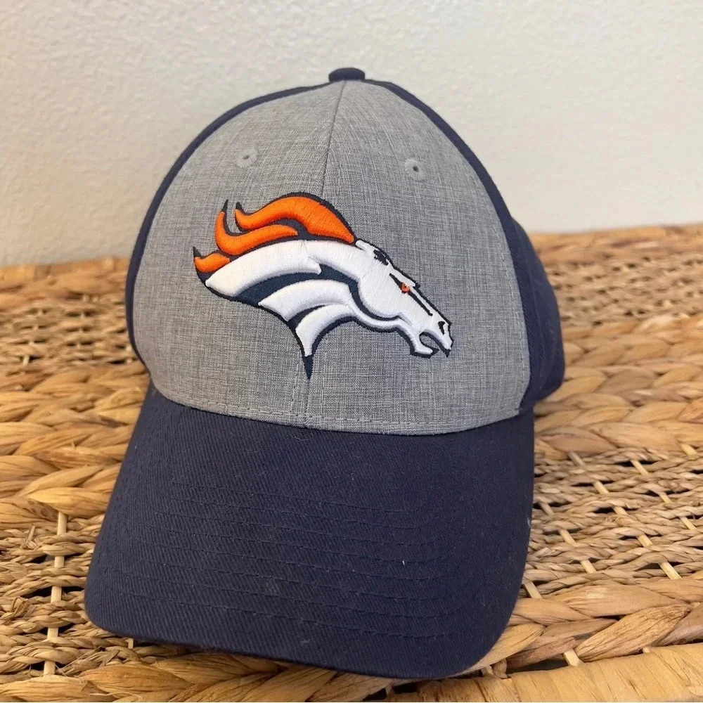 Denver Broncos Hat Cap OTS Hook Loop Back Adjustable‎ Gray Blue Football NFL